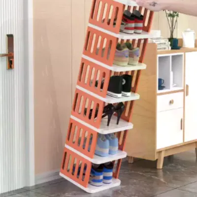 Stackable Narrow Shoe Rack With Multi Tier Storage Space Saving Design For Entryway Dorm Bedroom Closet