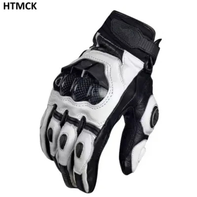 Touch‑Screen Motorcycle Full Finger Gloves, Goat Skin Shock‑Proof Breathable Protective Riding Gloves Adjustable Strap Men Women