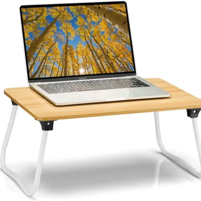 Foldable Lap Desk Laptop Stand Bed Table Tray Portable Lightweight Mini for Sofa Couch Floor Wood