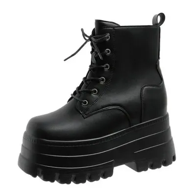 New 2026 Brand Front Lace Military Boots Platform Thick Bottom Calf Ankle Boots Autumn and Winter Shoes for Woman Botas Mujer