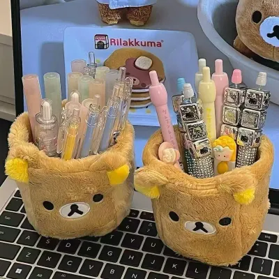 New Plushes Pencil Holder Cosmetics Pen Container Kawaii Desk Accessories Office Organizer Kid Stationery Storage Box Gift