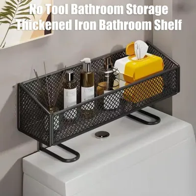 Bathroom Shelves Over Toilet Tank Easy Installation Thickened Iron Mesh Design Open Storage Rack Bathroom Organizer