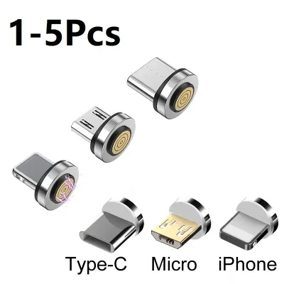 1-5Pcs Magnetic Plug Connector Universal Round Magnetic Cable Type C iPhone Micro USB Magnet Replacement Parts for Mobile Phone