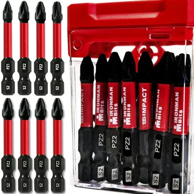 PZ1-PZ3 Magnetic Impact Screwdriver Drill Bit S2 Steel Hex Shank Screw Driver Bit Set Anti Slip Phillips Bit for Electric Tools
