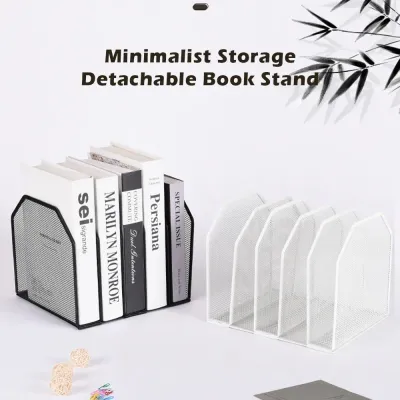 Space Saving 5/7 Grids Book Stand Detachable Adjustable Desk Organizer Metal Mesh Book Holder School Supplies