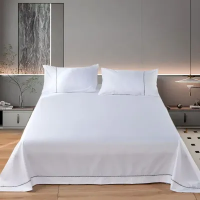 White 100% Cotton Bedsheet Thick Hotel Single Double Bed Sheet Set High-quality Flat Sheet Twin Queen King Bedding Home Textiles