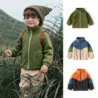 Ircomll New Children Boys Polar Fleece Jacket Autumn Winter Kids Coat Causal Toddler Stand Collar Zipper Outwear Boys Clothing