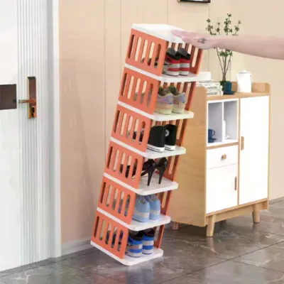 Stackable Narrow Shoe Rack With Multi Tier Storage Space Saving Design For Entryway Dorm Bedroom Closet