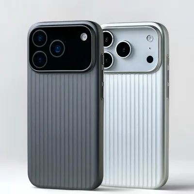 Fashion Plating 3D Luggage Stripes for Magsafe Phone Case for IPhone 17 16 15 14 Pro Max Shockproof Wireless Charge Matte Cover