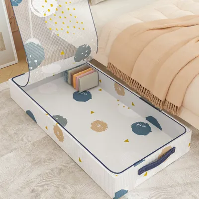 Ultra-Thin Underbed Storage Box - Foldable Drawer Organizer for Clothes/Blankets, Slim Bedside Container with Dust-Proof Lid