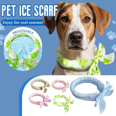 Summer Dog Collar Cool Pet Dog Cooling Bandana Adjustable Ice Scarf Cute Print Dog Cooling Collar Heatstroke Pet Dog Accessories