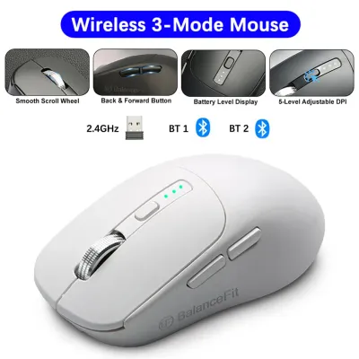 Wireless Mouse With USB 2.4Ghz Bluetooth Compatible Ergonomic Wireless Office Mice for iPad MacBook Tablet Laptop Computer PC