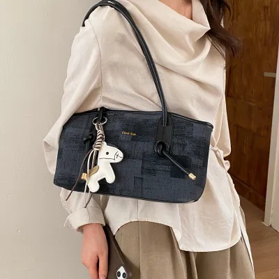 Women's Textured Canvas Tote Bag  Adjustable Strap Cottagecore Minimalist Aesthetic Casual Dating Shopping Shoulder Bag 2026