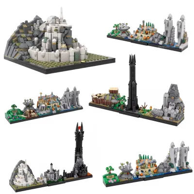 MOC Classic Movie The Fellowship Skyline Building Blocks Micro Minas Tirith City Architecture Model Adult Building Toy Xmas Gift