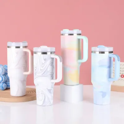 40oz Stainless Steel Insulated Car Travel Mugs Cold and Hot Vacuum Flask Insulated Tumbler Cup with Lids and Straws