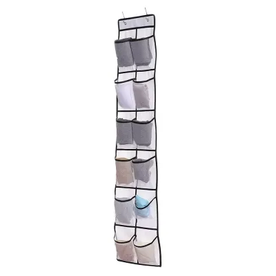 12 Pockets Shoe Underwear Hanging Holder Over Door Hooks Mesh Hanging Bag with 2 Hooks Shoes Organizer Storage Bag for Home Dorm