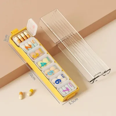 New Plastic Weekly Pill Organizer Large Capacity Sealed Tablets Container Moisture-proof Clear Lid Pill Dispenser Travel Use