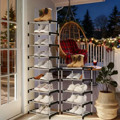 5/9-tier Stackable Small Shoe Rack, Narrow Stackable Shoe Rack, Space-saving Lightweight Shoe Rack Storage Organizer for