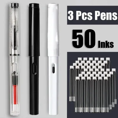 53Pcs Fountain Pen Replaceable Ink Set Black/Blue/Red ink EF School Pens Office Supplies Stationery for Writing Calligraphy Pen
