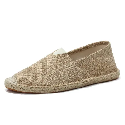 Mens Espadrilles Men Patchwork Slip on Summer Shoes Loafers Breathable Canvas Shoe Jute Wrapped Women Shoes Unisex