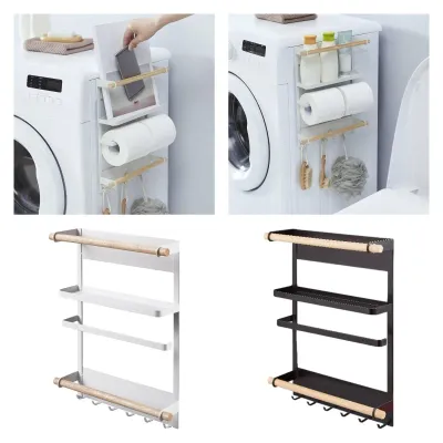 Side Fridge Storage Shelf Space Saving Moveable Versatile with Paper Towel Holder Magnetic Fridge Shelf Kitchen Storage Rack