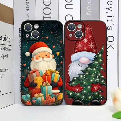 Merry Christmas Tree Santa Claus Pattern Phone Case for IPhone 16 12 11 14 13 15 Pro Max Mini X XS XR SE2 7 8 14 Plus Soft Cover