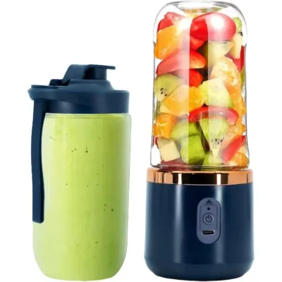 Portable USB Blender – 6 Blades, 2 Travel Cups, Rechargeable for Smoothies & Protein Shakes Anywhere!