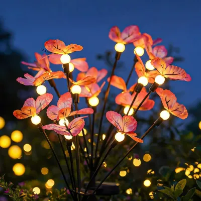 6/8/10 LED Solar Butterfly Stake Lights IP65 Waterproof Warm White LED Garden Decor Lamps for Yard Patio Lawn Pathway Outdoor