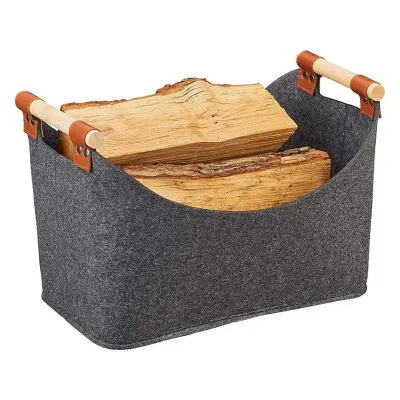 Wood Carrying Felt Bag Felt Wood Carrier Holders Firewood Bag Wood Basket With Reinforced Handle Outdoor Felt Firewood Basket