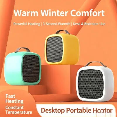 Portable 500W PTC Ceramic Mini Heater Quiet Fast Heating Warm Air Fan Home Office Indoor Winter Heater