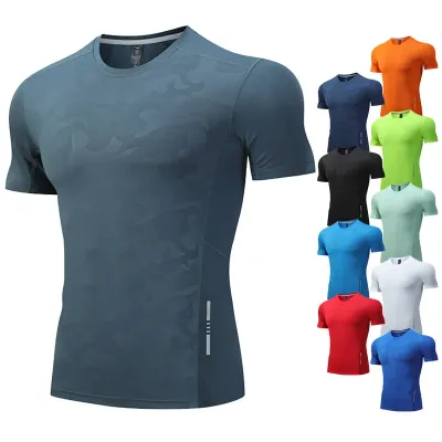 Мужская футболка Dry Fit для бега, топы, фитнес, компрессия, спортзал, полиэстер, спортивная футболка, уличные тренировки, одежда для мышц