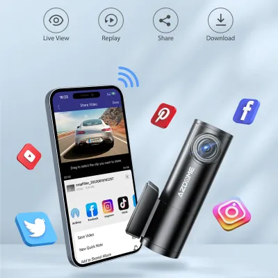 AZDOME Dash Cam 1296P WiFi Dash Camera for Cars Voice Control Dashcams Night Vision Loop Recording G-Sensor 24H Parking Monitor