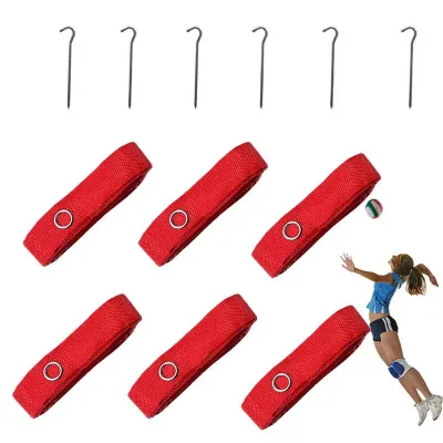 6x Beach Volleyball Lines Equipment Highly Visible 8M Long Red Lines Marking Court Marker for Beach Training Outdoor Sports