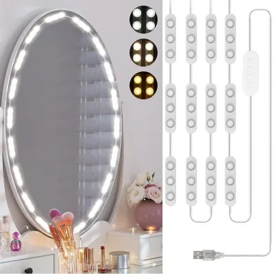 LED лампи для макіяжного дзеркала, ванітні лампи, USB, освітлення для ванної та туалетного столика, регульована яскравість і колірна температура
