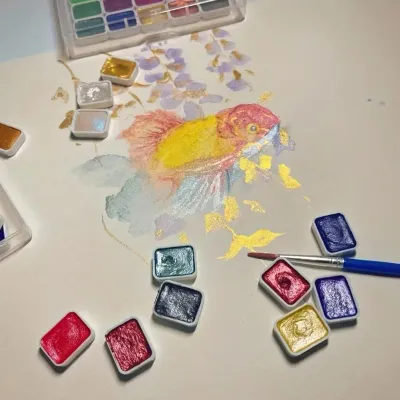 20-Color Shifting Watercolor Paint Set - High-Quality Pigments in Compact 10x7cm Box, Portable Travel Art Kit Beginners & Artist