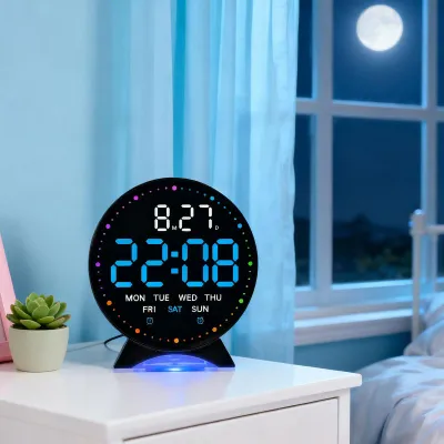 Digital Alarm Clock Nightlight Mute Time Date Week Display Modern Large LED Display Digital Clock Desk Clock for Bedroom Bedside