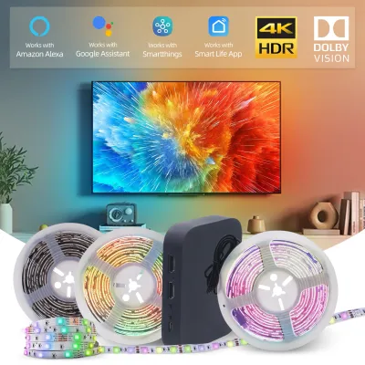 Smart AI Screen Sync Box Ambient LED Strip TV PC Monitor Backlight HDMI 2.0 4K Gaming Music Lights WIFI Alexa Google Assistant