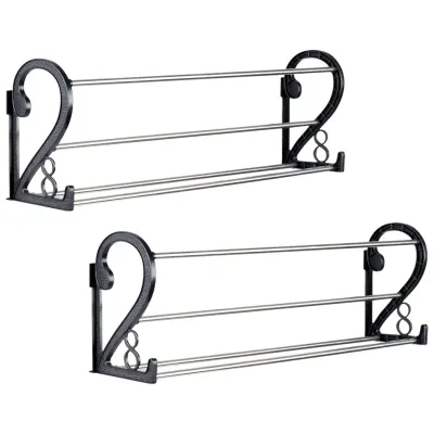2Pcs/Set Wall Mounted Shoe Racks Punch Free Door Hanging Shoe Organizers With Sticky Mounts Shoes Storage Shelves Shoe Holders