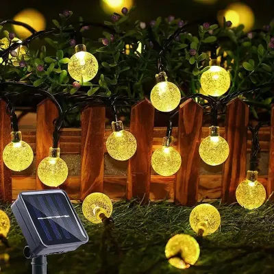 8 Modes Solar Powered Fairy Lights with Outdoor Crystal Ball String Lights for Garden Patio Balcony Wedding Christmas Decor