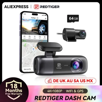 REDTIGER Dash Cam 4K Front and Rear 5.8Hz WiFi GPS Car Camera for Parking Mode Car Dvr Night Vision Car Recorder By App Control