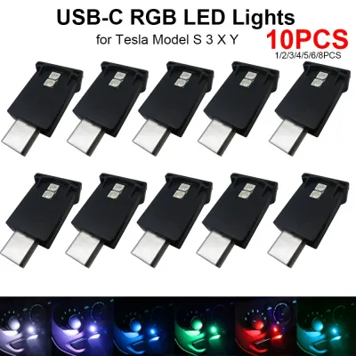 Creative Mini Type-C LED RGB Ambient Light USB-C RGB LED Car Interior Night Lights High Brightness 100LM for Tesla Model S 3 X Y