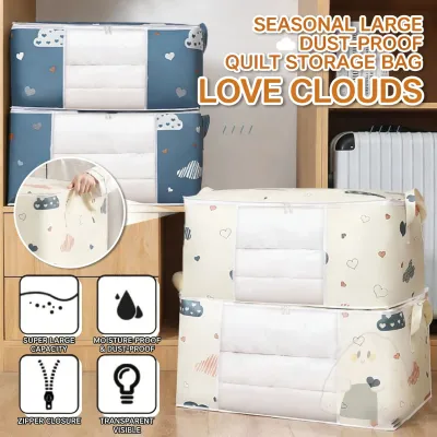 Quilt Clothes Storage Bag 50L 75L Moisture Proof Organizer Big Capacity Blanket Sorting Dustproof Closet Under Bed Bag