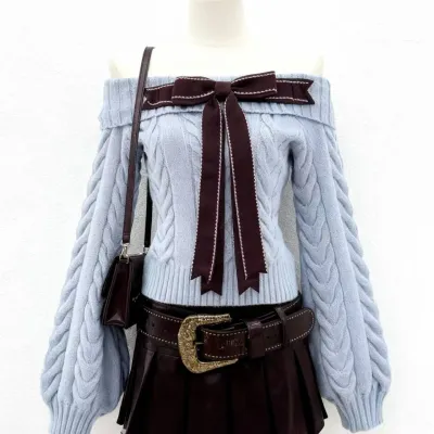 Preppy Style Sweet Knitted Sweater 2000s Aesthetic Gyaru Chic Korean Y2k Jumper Sweater Long Sleeve Coquette Knitwears