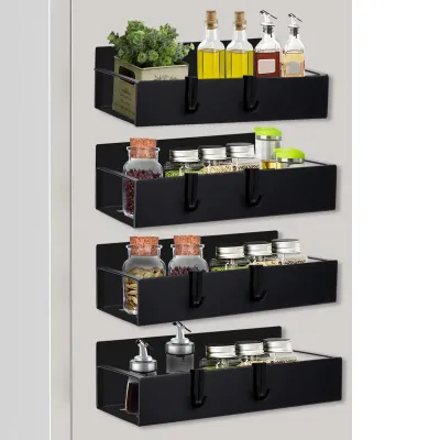 2/4Pcs Magnetic Fridge Shelf Metal Refrigerator Side Storage Rack Space Saving Kitchen Spice Organizer Shelf