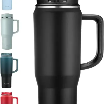 40 oz Tumbler with Handle, Insulated Tumblers with Lid and Straw, Large Metal Sports Water Bottle Jug, Thermal Stainless Steel