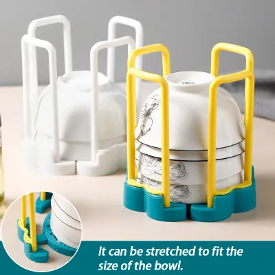 Kitchen Dish Rack Rotatable and Expandable Plastic Drain Rack for Space Saving Dish Drying and Storage on Counter Top