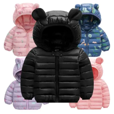 Boys Girls Lightweight Down Jacket Baby Hooded Zipper Coats Autumn Winter Warm Outerwear 0-5 Years Kids Christmas Birthday Gift