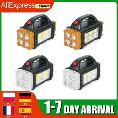 Solar Rechargeable Flashlight,Dual Light Source Work Light,Handheld Lantern,Power Bank,Outdoor,Camping,Repair,Emergency Lighting