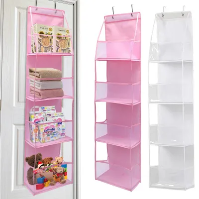 4/6Tier Over The Door Organizer Miscellaneous Clothes Toy Hanging Storage Bag With Mesh Pockets Shelves For Closet Bedroom Dorm