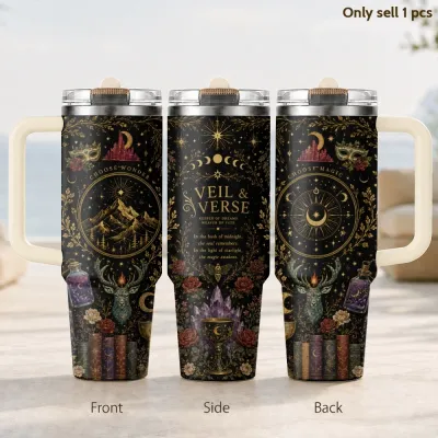 Night Sky & Mountains Velaris Vacuum Flasks 40oz 3rd Gen Vacuum Insulated Stainless Steel Car Tumbler Cup with Handle Straw Lid